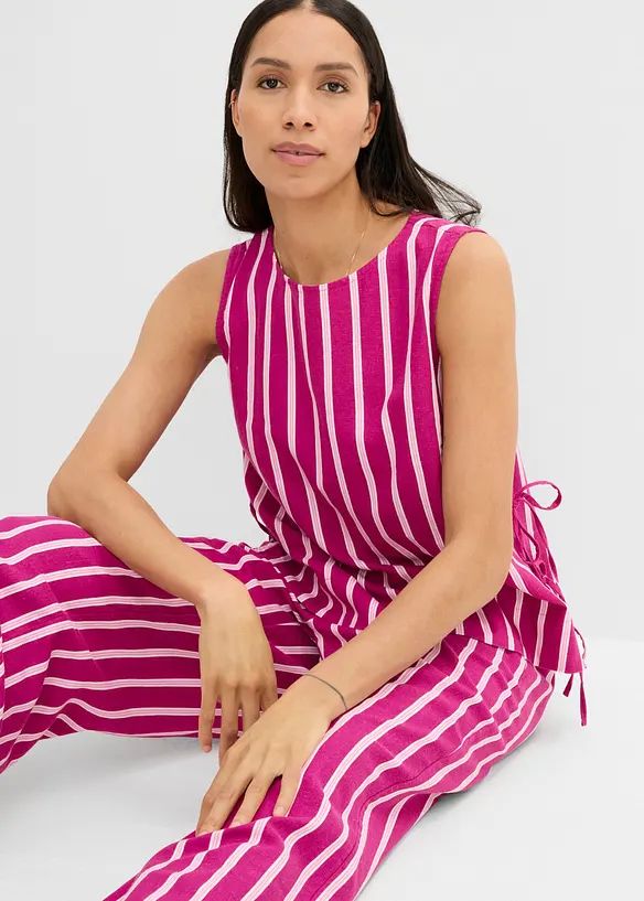 Top a righe in misto lino, bonprix