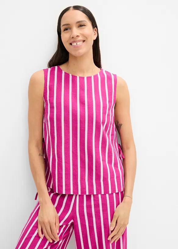 Top a righe in misto lino, bonprix
