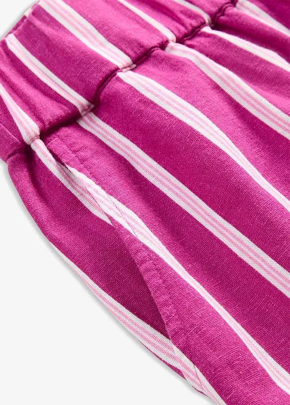 Pantaloni a righe in misto lino con elastico in vita, bonprix