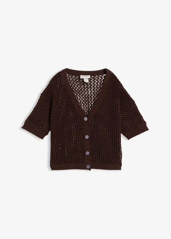 Cardigan traforato in misto lino, bonprix