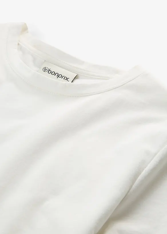 Maglia con percentuale di seta e bordo effetto uncinetto, bonprix