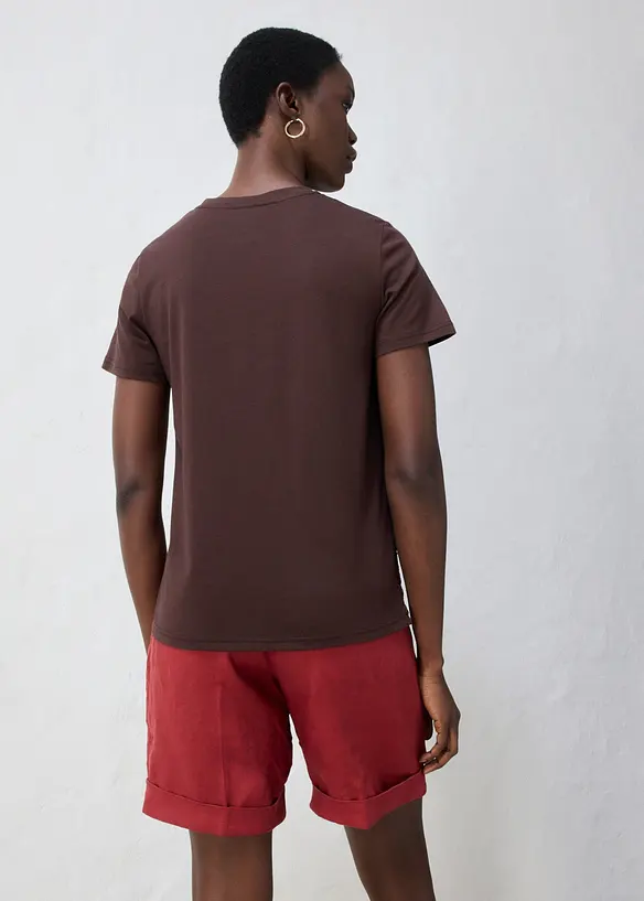Maglia con percentuale di seta e bordo effetto uncinetto, bonprix