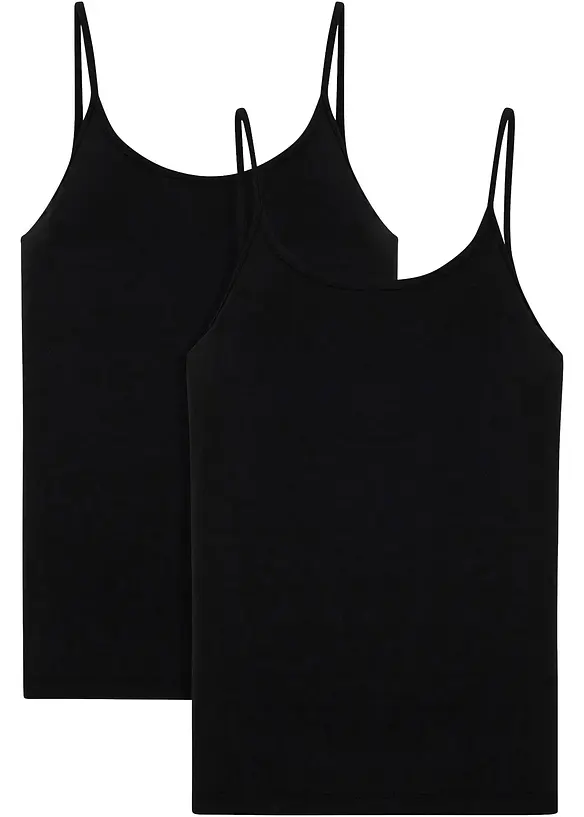 Top con spalline sottili in puro cotone biologico (pacco da 2), bonprix