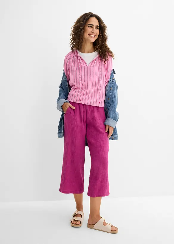 Pantaloni larghi in mussola di cotone, bonprix