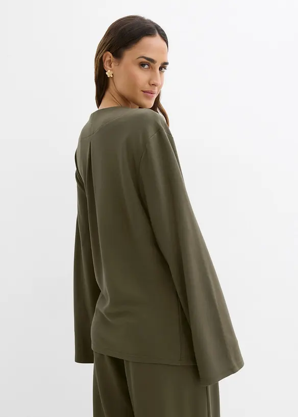 Blusa in misto viscosa con laccetto, bonprix