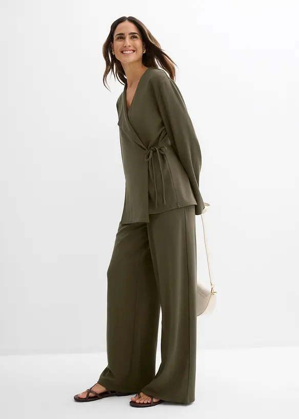 Blusa in misto viscosa con laccetto, bonprix