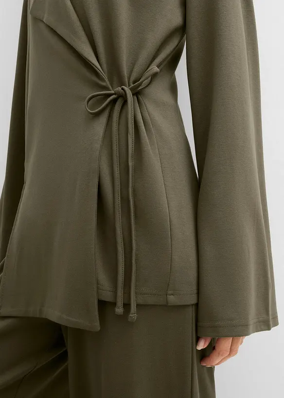 Blusa in misto viscosa con laccetto, bonprix