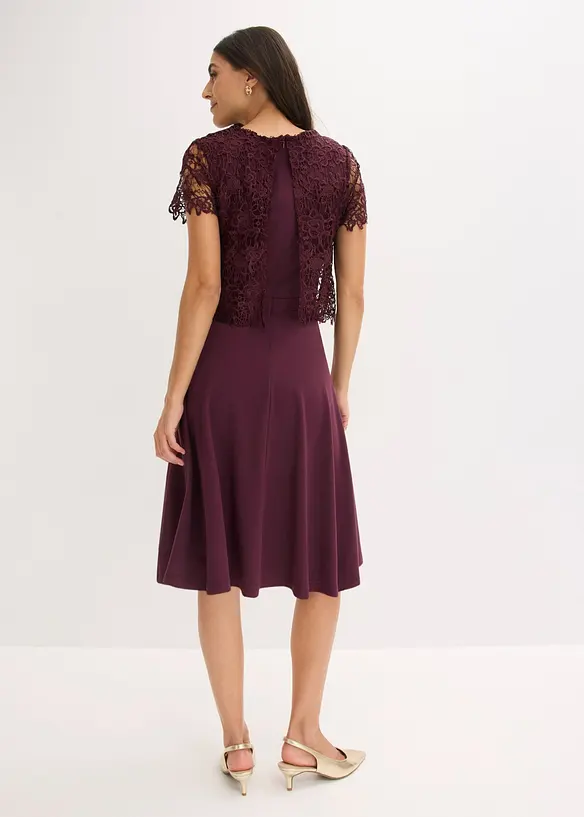 Abito midi con pizzo, bonprix