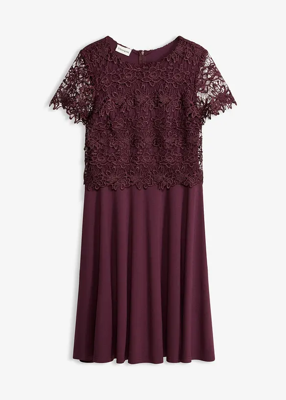 Abito midi con pizzo, bonprix