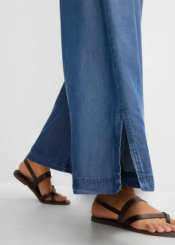 Pantaloni a palazzo cropped e fluenti con spacchi laterali, bonprix