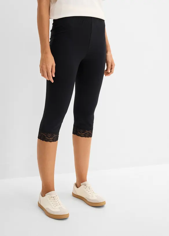Leggings a pinocchietto con pizzo, bonprix