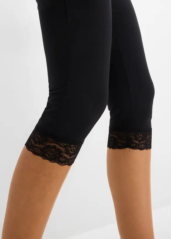 Leggings a pinocchietto con pizzo, bonprix
