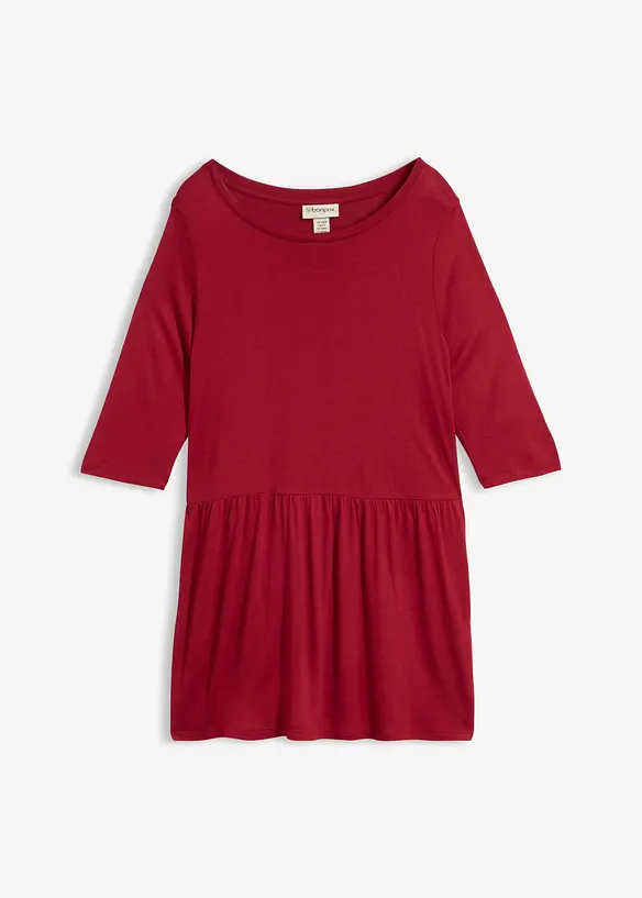 Maglia lunga in viscosa con balza, bonprix