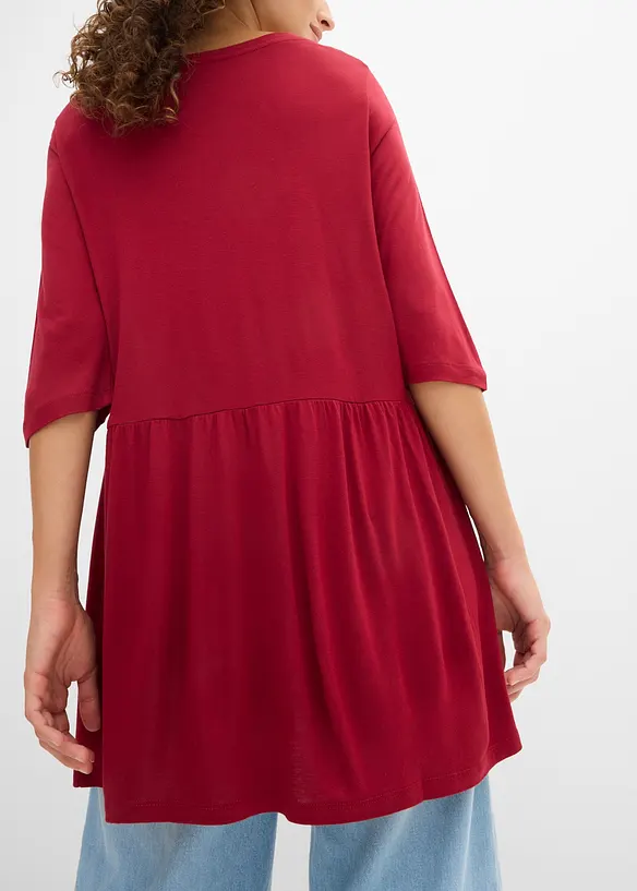 Maglia lunga in viscosa con balza, bonprix