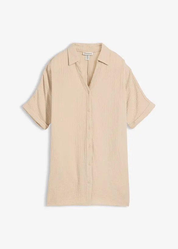 Blusa oversize lunga in soffice mussola, bonprix