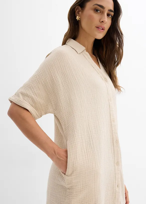 Blusa oversize lunga in soffice mussola, bonprix