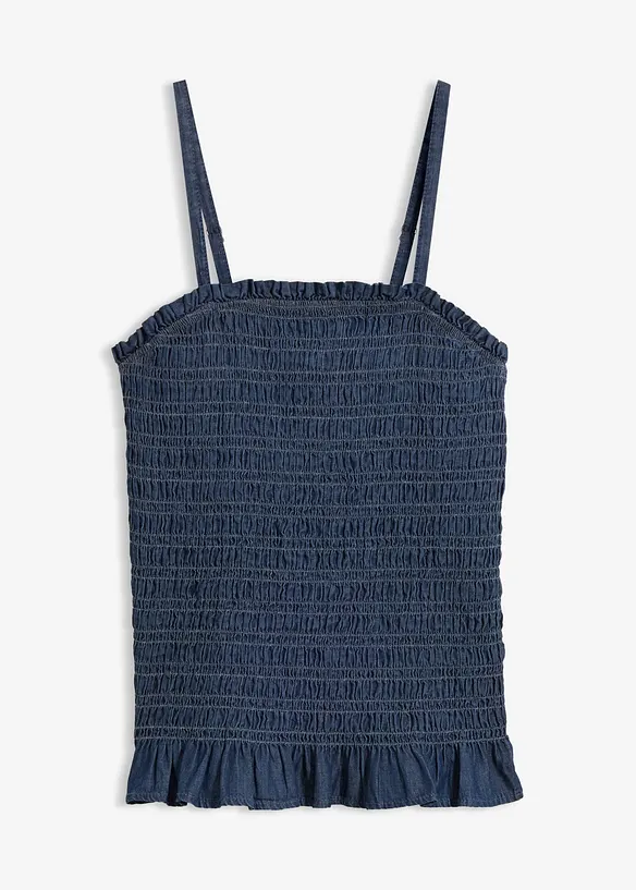 Top con spalline sottili in jeans di cotone biologico, bonprix