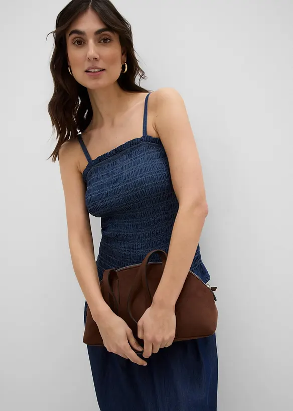 Top con spalline sottili in jeans di cotone biologico, bonprix