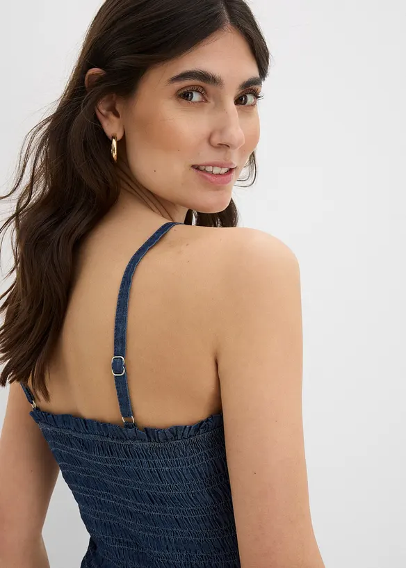 Top con spalline sottili in jeans di cotone biologico, bonprix