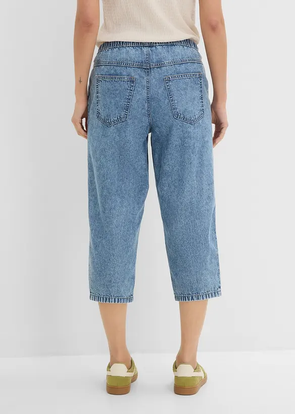 Jeans barrel cropped, vita media, bonprix