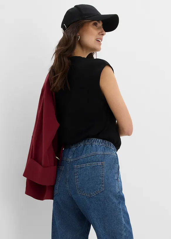 Jeans barrel cropped, vita media, bonprix