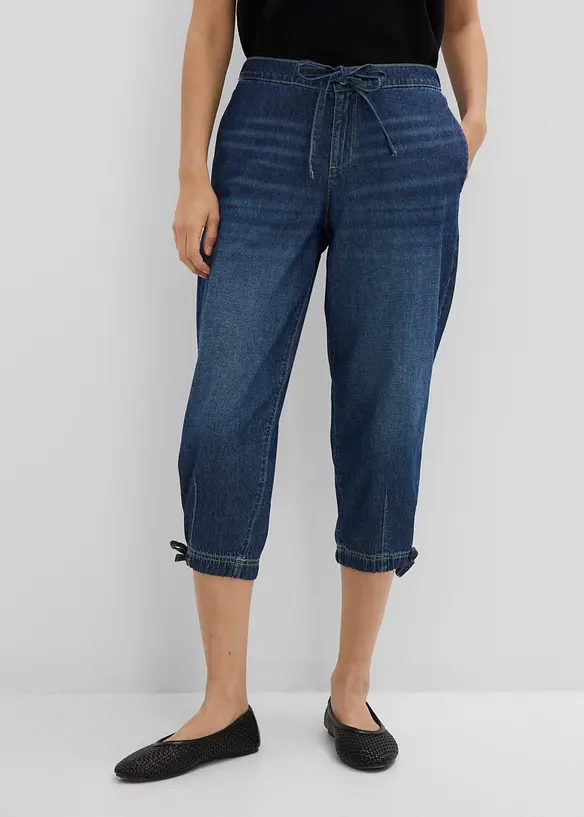 Jeans barrel cropped, vita media, bonprix