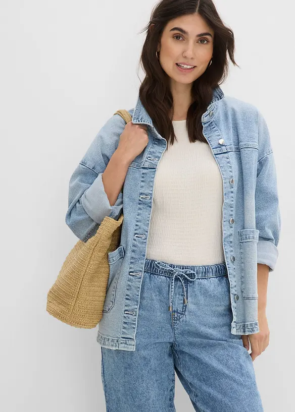 Jeans barrel cropped, vita media, bonprix
