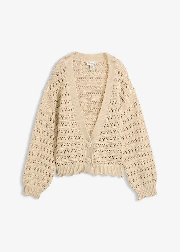 Cardigan traforato in puro cotone, bonprix