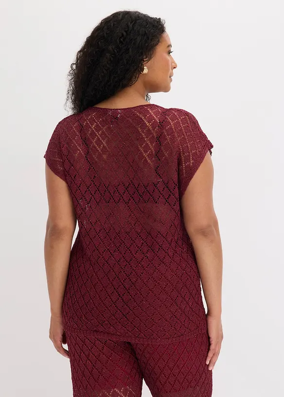 T-shirt in maglia con paillettes, bonprix