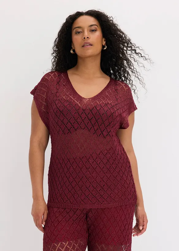 T-shirt in maglia con paillettes, bonprix