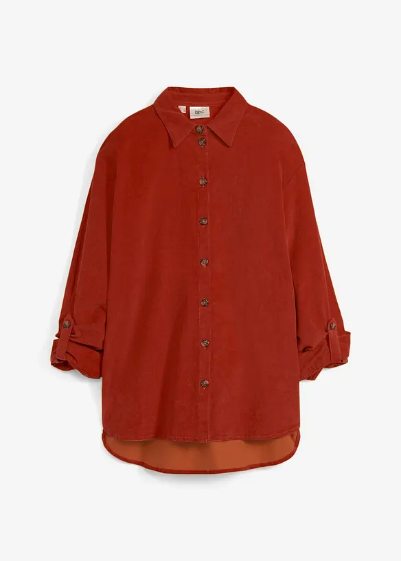 Camicia in velluto a coste con spacchi laterali, bonprix