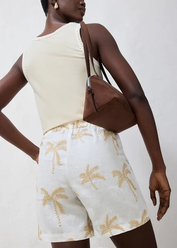 Shorts ricamati in puro lino, bonprix