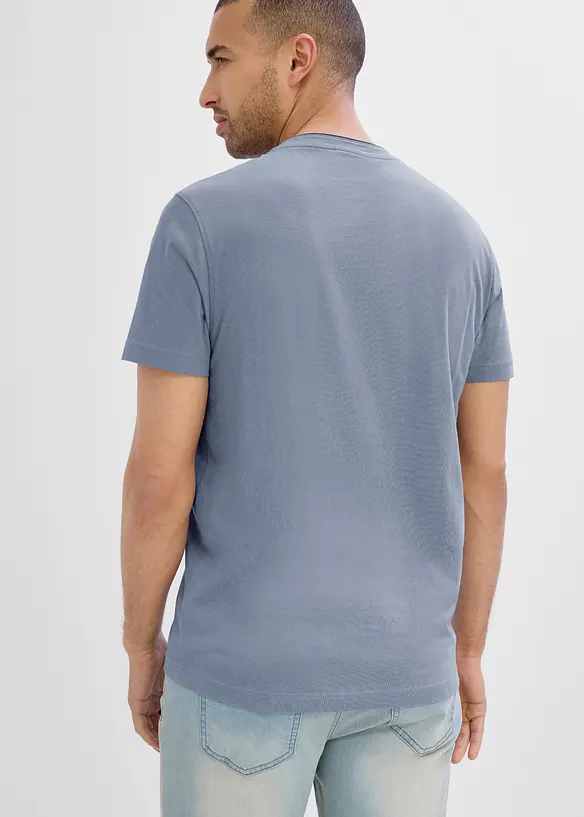 T-shirt serafino a maniche corte in puro cotone biologico, bonprix