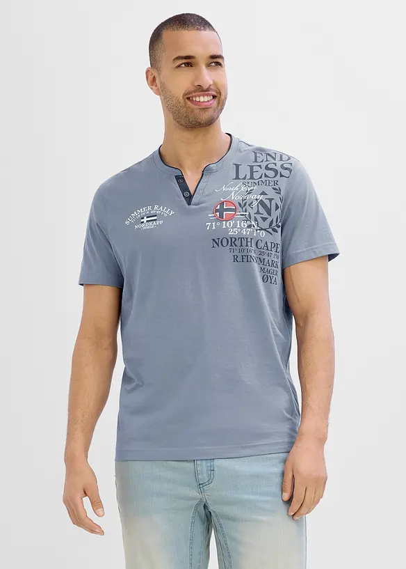 T-shirt serafino a maniche corte in puro cotone biologico, bonprix