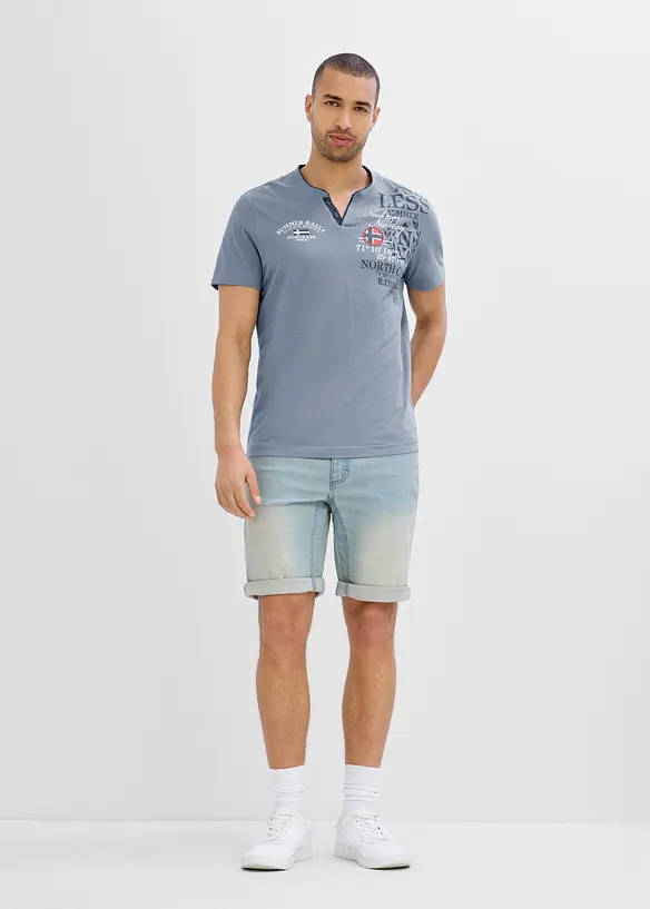 T-shirt serafino a maniche corte in puro cotone biologico, bonprix