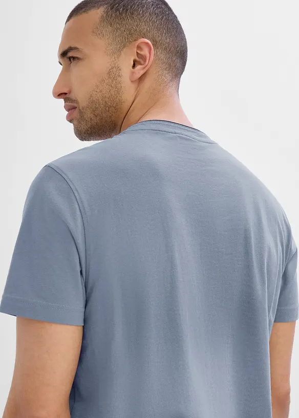 T-shirt serafino a maniche corte in puro cotone biologico, bonprix