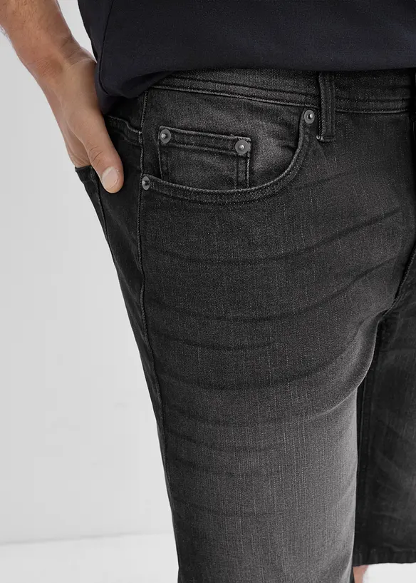 Bermuda di jeans elasticizzati con cavallo rafforzato, regular fit, bonprix