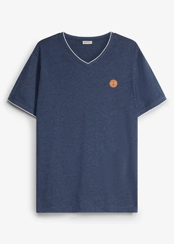 T-shirt a V con effetto doppio strato, bonprix