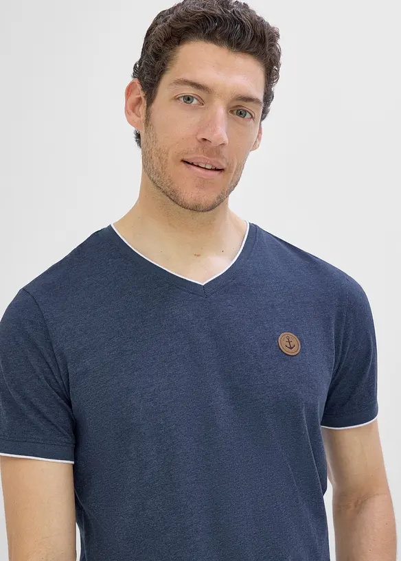 T-shirt a V con effetto doppio strato, bonprix