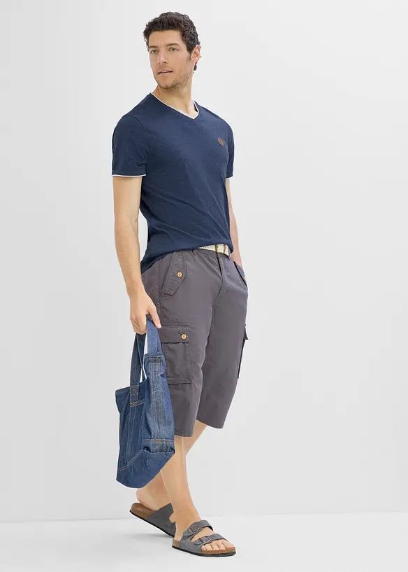 T-shirt a V con effetto doppio strato, bonprix