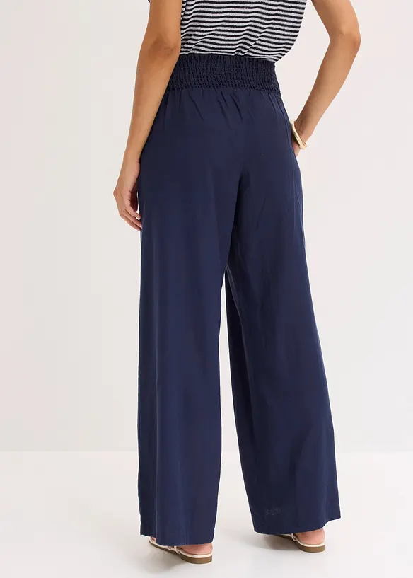 Pantaloni larghi in misto lino fresco e leggero, bonprix