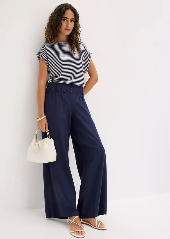 Pantaloni larghi in misto lino fresco e leggero, bonprix