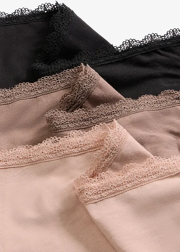 Panty pr&eacute;maman con cotone biologico e pizzo (pacco da 3), bonprix