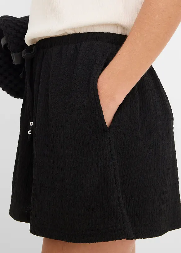 Shorts con elastico in vita in cr&ecirc;pe operato, bonprix