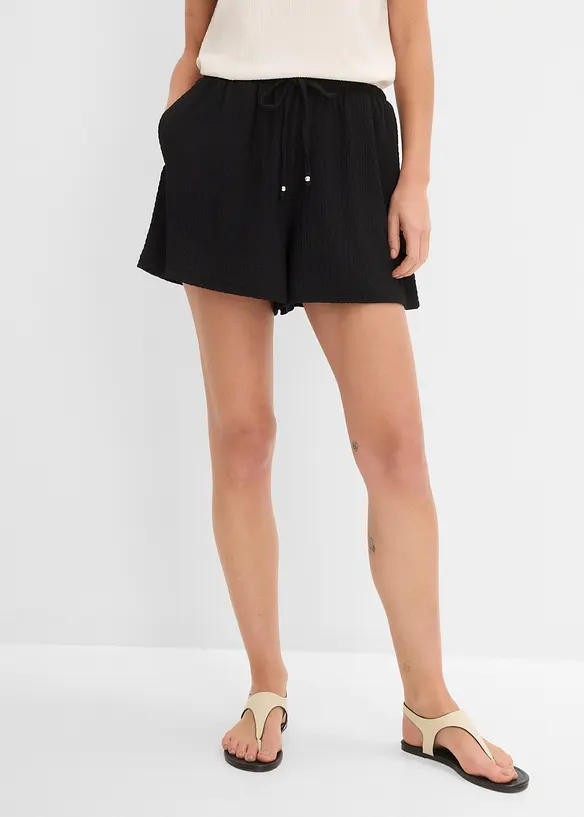 Shorts con elastico in vita in cr&ecirc;pe operato, bonprix