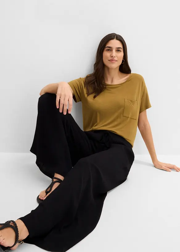 Pantaloni larghi in fine viscosa, bonprix