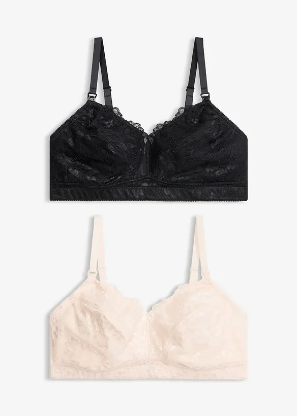 Reggiseno allattamento senza ferretto con pizzo (pacco da 2), bonprix