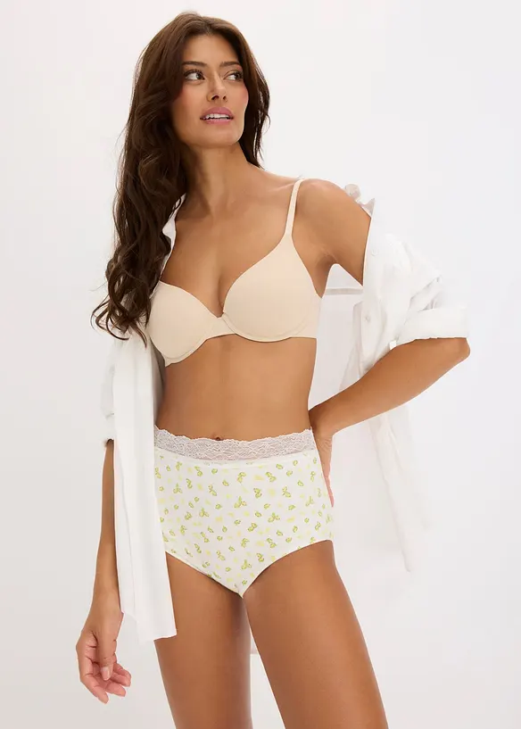 Slip a vita alta con morbido cotone (pacco da 4), bonprix