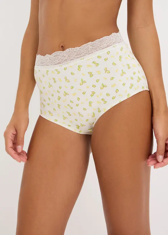 Slip a vita alta con morbido cotone (pacco da 4), bonprix