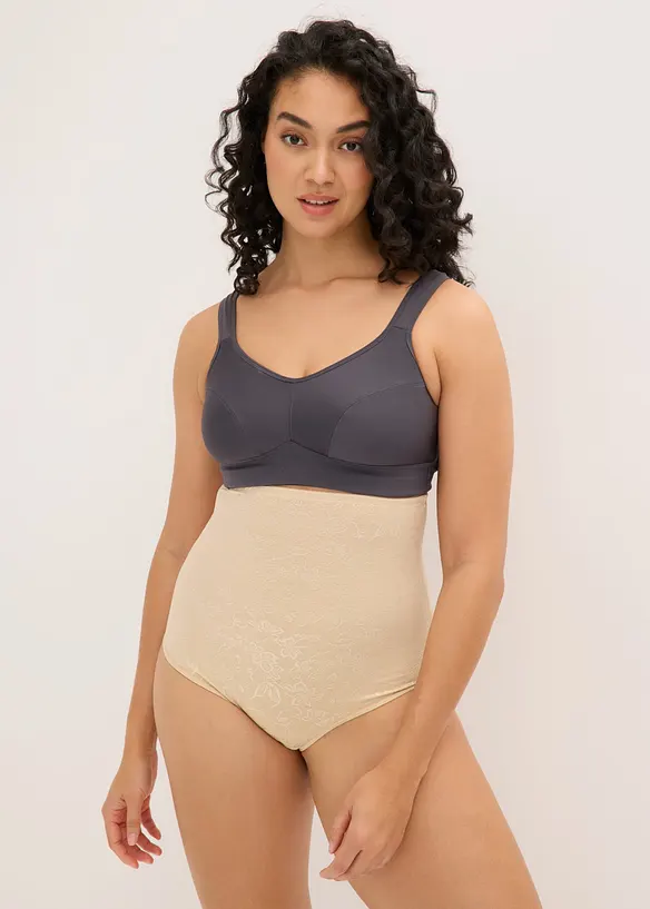 Slip a vita alta in morbido pizzo con effetto modellante medio, bonprix